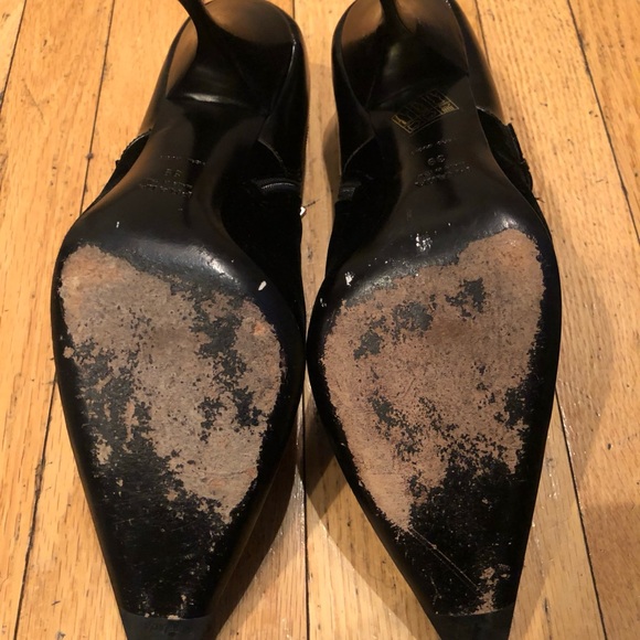 Prada Suede Pointed Toe Booties 39 Black Stiletto Heels - Picture 5 of 8